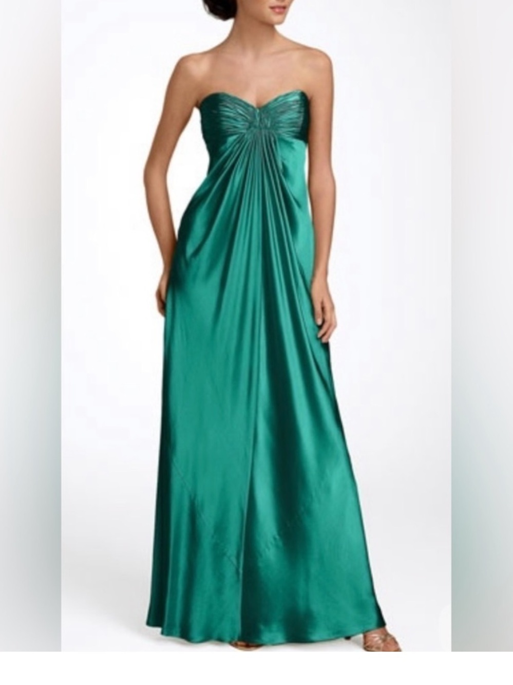 Laundry By Shelli 100% silk Segal Strapless Emerald Satin Gown vintage 6 p